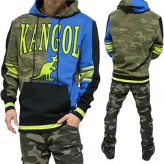 カンゴール KANGOL パーカー カラフル 迷彩/カモフラ 刺繍/プリント メンズ/レディース 長袖 大きいサイズ/ビッグサイズ 迷彩/ブラック/ブルー サイズM サイズL サイズXL サイズXXL