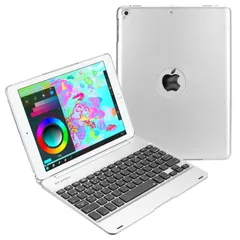 iPad 9.7 (2018第6世代) / iPad 9.7 ピーシーエーテック (2017第5世代) / iPad air 専用 Bluetooth キーボードケースPCカバー Macbookに変身 日本語かな入力対応 (シルバー) xzjhzbu#