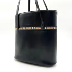 【良品】 BURBERRY  バーバリー ハンドバッグ トートバッグ ショルダーバッグ ノバチェック チェック柄 ブラック 黒色 レザー 革 ユニセックス 男女兼用 メンズ レディース