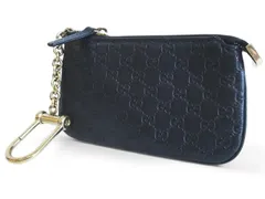 グッチ GUCCI マイクログッチ コインケース 小銭入れ キーホルダー コインケース レザー ネイビー イタリア製