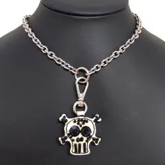 プラダ PRADA スカル ラインストーン ネックレス ブラック シルバー金具【中古】のサムネイル