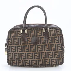 フェンディ ズッカ FF レザー トート バッグ ミニ ボストン 肩掛け ショルダー ハンド ブラウン レディース EUE CC14-2【中古】