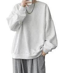 #H01-ホワイト_2XL [Aaronlive] メンズ パーカー メンズ 長袖 Tシャツ トレーナー メンズ 丸襟 Tシャツ 大きいサイズ 人気 プルオーバー トレーナー カジュアル 快適 ゆったり プルオーバー 春秋冬 服 メンズ トレーナー white