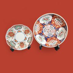 有田焼 龍右衛門 秀崎 錦皿 盛皿 2客 飾皿 料亭 色絵 古美術 K