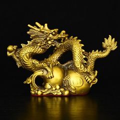 金運 龍の置物 宝珠 招財進宝 ゴールドカラー - メルカリ