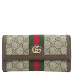 グッチ GUCCI 長財布 GG コンチネンタルウォレット GGスプリームキャンバス ベージュ×エボニー ゴールド金具 茶、シェリーライン  523153 【箱】【中古】