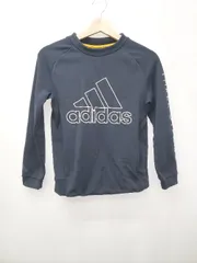 ◇ ⊇ adidas アディダス 裏起毛 ロゴ キッズ 子供服 長袖 プルオーバー トレーナー サイズ140 ネイビー 男の子 E  【1411070013439】