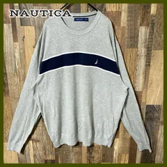 ニット系 ノーティカ グレー 薄手 2XL ゆるだぼ セーター メンズ 古着長袖