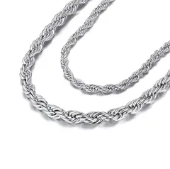 【在庫処分】[Richsteel] 3mm 45cm フレンチロープチェーン ステンレス ネックレス メンズ アレルギー ヒップホップ アクセサリー B系