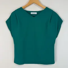 A DAY IN THE LIFE UNITED ARROWS アデイインザライフ ユナイテッドアローズ ニット カットソー Vネック ショルダータック グリーン レディース 古着 モード カジュアル 日本製のサムネイル