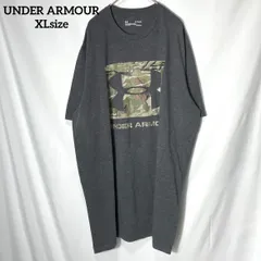 【UNDER ARMOUR】迷彩柄 アンダーアーマー 両面プリントロゴ　オーバーサイズ　半袖Tシャツ　チャコールグレー　XL US古着 USA輸入