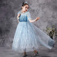 【新品 未使用】Frozen　エルサ ドレス キッズ 子供 衣装 ワンピース 長袖 プリンセス コスチューム コス なりきり ハロウィン クリスマス 誕生日 お姫様 コスプレ