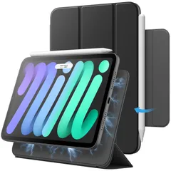 【数量限定】iPadmini6 マグネットケース(8.3インチ、2021モデル、第6世代用)Pencil2の充電に対応 磁気吸着 自動ウェイクアップ/スリープ付き JEDirect スリムスマート保護カバー iPad mini 6用 (ブラック)