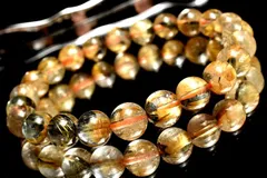 【１点物】母岩入り！ ヘマタイトインタイチンルチルクォーツ　8mm　ブレスレット パワーストーン 天然石 _MA4451