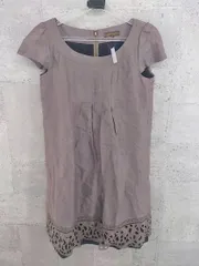 ◇ BALLSEY ボールジィ TOMORROWLAND リネン100% 半袖 膝丈 ワンピース サイズ38 グレージュ系 レディース  【1000279578384】