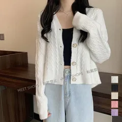 【新品未使用】ケーブル編みニットカーディガン Vネック lsjx10