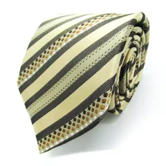 コムサメン ブランド ネクタイ ストライプ柄 ドット シルク 日本製 PO  メンズ ベージュ COMME CA MEN 【中古】