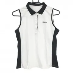 タイトリスト ノースリーブポロシャツ 白×黒 サイドメッシュ生地 レディース M ゴルフウェア TITLEIST