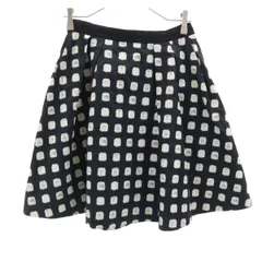 LANVIN en Bleu ランバンオンブルー 日本製 総柄 ミニ丈 フレアスカート 38 黒系 レディース 古着