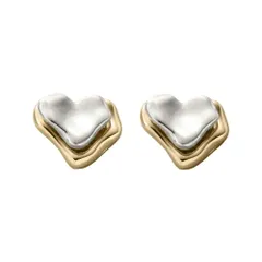 【ミックスシルバー×ピアス】[Cream dot. クリームドット公式] ピアス レディース  金属アレルギー ニッケルフリー バックキャッチ ハート メタル ミックスカラー 歪み 艶 大人 のサムネイル