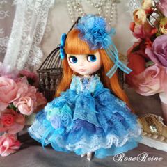 ロリータロマンス ミスティーアクアブルーのクラシカルフリルドールドレス豪華５点セット