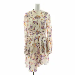 ザディグ エ ヴォルテール ZADIG & VOLTAIRE ワンピース ミニ 花柄 ビジュー装飾 長袖 絹 シルク混 XS アイボリー パープル /NQ