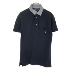 ポロバイラルフローレン ロゴ刺繍 半袖 ポロシャツ XS ネイビー Polo by Ralph Lauren 鹿の子地 メンズ 古着 【240428】 メール便可