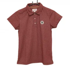 ★特価★【超美品】ジャックバニー 半袖ポロシャツ ブラウン×ピンク 総柄 胸ワッペン レディース 1(M) ゴルフウェア Jack Bunny