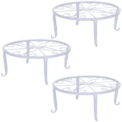 S-NET フラワー スタンド 園芸 ガーデニング アイアン 花台 植木鉢 飾り アンティーク 直径 23cm 高さ 13cm 鉄製 SN-337-FS 白 3 [白色　三個セット]