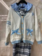 コスプレ衣装 JK風 カーディガン 水色系 4点セット