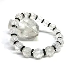 クラック水晶 パワーストーン ブレスレット  8mm （ブラック）メンズ・レディース　男性・女性　数珠ブレス　開運  [5]