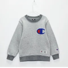 Champion チャンピオン ロゴ スウェット トレーナー キッズ ジュニア 子供服 130 デカロゴ ビッグロゴ 杢 グレー 裏起毛 CX6181