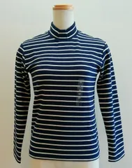 UNIQLO ユニクロ キッズ カットソー ハイネック 長袖 ヒートテック 140サイズ ネイビーｘ白 未使用 0607 bhndu a202h 0604