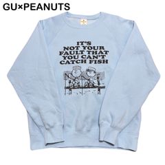 GU × PEANUTS ジーユー スヌーピー チャーリーブラウン 釣り フィッシング ヘビーウェイト オーバーサイズ ラグランスリーブ メンズ レディース トレーナー スウェット XLサイズ