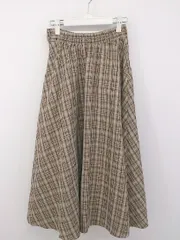 ◇ one after another NICE CLAUP ロング フレア スカート サイズF ベージュ ブラック ホワイト系 レディース P  【中古】 【1212050000315】