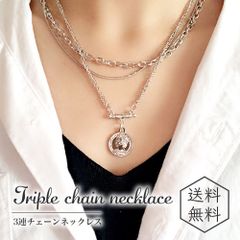 ネックレス 3連 ペンダント おしゃれ シルバー 合金 韓国風