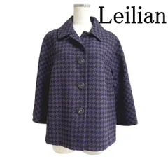 レリアン　leilian アウター　コート　チェック　13号　大きいサイズ Leilian #wnc レリアン コート 13 赤 アンゴラ混 大きいサイズ