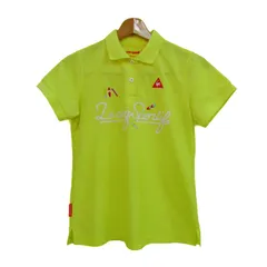 ルコックスポルティフ ポロシャツ トップス 半袖 ロゴ ゴルフウエア レディース Lサイズ イエロー le coq sportif 【中古】