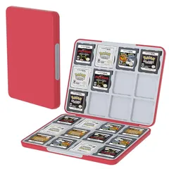 PGRTYOF 3DS ケース DS ソフトケース 3DS カードケース 24枚収納 NS 3DS 3DSXL 2DS 2DSXL DS DSi対応 カード整理ケース 収納 ポーチ、ゲームケース 収納 3DSソフト収納ケース 3DS カセットケース『赤色』 0