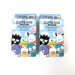 ★２個セット★はぴだんぶい ばんそうこう 322549 サンリオ 【日本製】SANRIO ポチャッコ あひるのペックル タキシードサム ハンギョドン バッドばつ丸 けろっぴ 絆創膏 18枚入 子供 キッズ 傷テープ