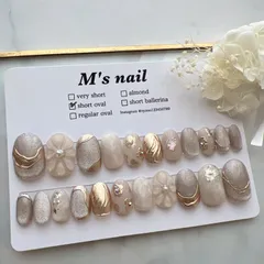 オーダーメイド/匿名配送可能/即決可能/一点物/ネイルチップ22枚入り/全サイズ入り/結婚式/成人式/結婚式ネイル/ブライダル/ニュアンスネイル