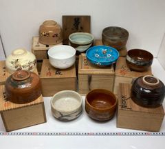 茶盌 京焼 大樋焼 楽茶碗 陶芸作家もの 共箱 天目 飴釉 黒茶碗 11点
