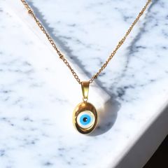 ナザールボンジュウ オーバル ネックレス ゴールド アクセサリー 魔除け お守り