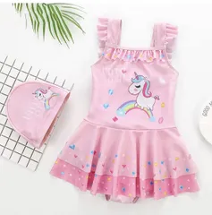 子供 水着 2点セット★女の子 キッズ スイミング　キャップ 水着 水泳