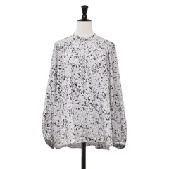 【美品】theory luxe セオリーリュクス ブラウス パープル系 サイズ:38(M) / 24秋冬 フラワー プリント バンドカラー ブラウス / ピンタック 長袖 ラグランスリーブ / トップス シャツ カットソー【レディース】【中古】