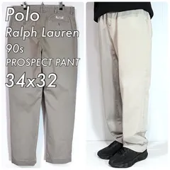 90s Polo by Ralph Lauren ポロラルフローレン W34 L32 ノータック チノパン PROSPECT PANT スラックス パンツ プロスペクトパンツ ベージュ ワイドテーパード ポロチノ ゴールデンサイズ 無地 p25083320