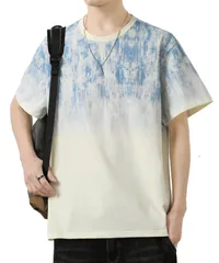 [hxsonw] 夏服 メンズ tシャツ 半袖 無地 綿100% 定番 冷感 グラデーション 大きいサイズ 柔らかい 人気 軽い 薄手 快適 丸首 速乾 涼しい シルエット おしゃれ ファッション トップス 夏