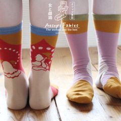 M＆M socks 靴下 アシンメトリー ソックス アシンメトリー 日本製 イソップ寓話 ストーリー 女と雌鶏