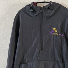 HARVARD SQUARE アノラック ナイロン ハーフジップ ジャケット プルオーバー BLACK M