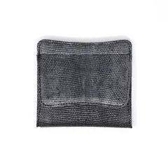 コインケース ボックス型 リザード革 シルバー ブラック 財布 小銭入 本革 エキゾチックレザー 蜥蜴 トカゲ